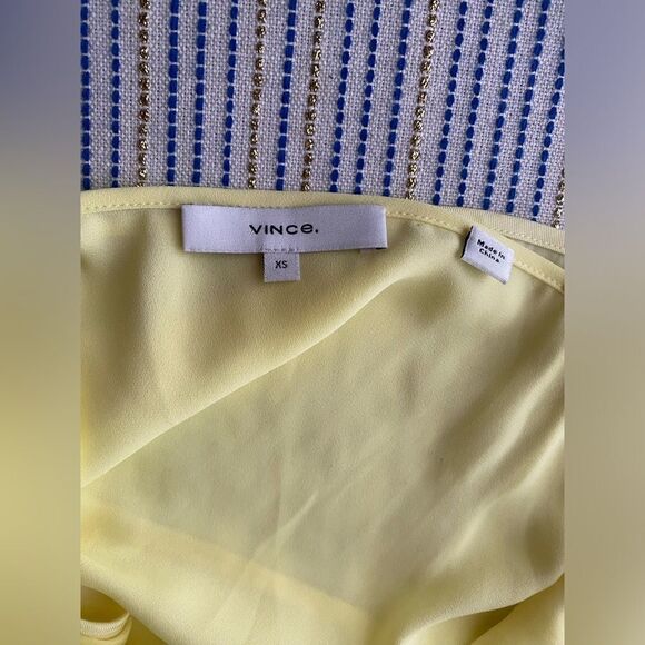 Vince Midi Dress Womens Size XS Solid Yellow Sleeveless Straps Double Dress - Picture 7 of 16